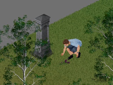 laying flowers in front of a tombstone