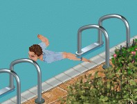 the obsessed fan swimming in someone's pool fully clothed